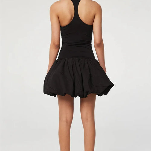 Load image into Gallery viewer, Black Sleeveless Puffy Dress For Women Fashion Round Neck High Waist Backless A-line Loose Sexy Dress Clothes
