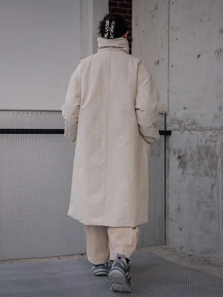 Apricot Big Size Long Warm Cotton-padded Coat Long Sleeve Loose Fit Women Parkas Fashion  New Autumn Winter 2025 1DF2656