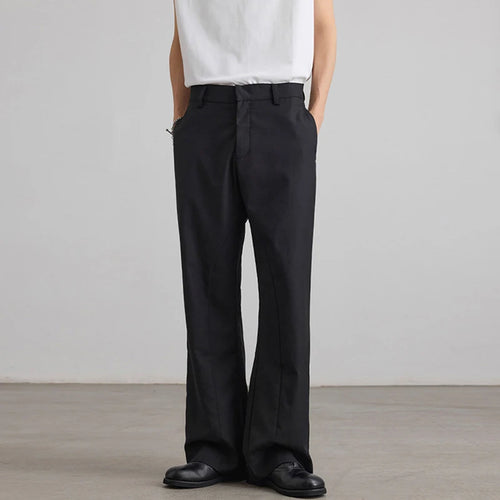 Load image into Gallery viewer, Men's Summer Suit Pants New Korean Style Splicing Micro Flared Trousers Straight Leg Solid Color Trendy Male Bottoms 9W1902
