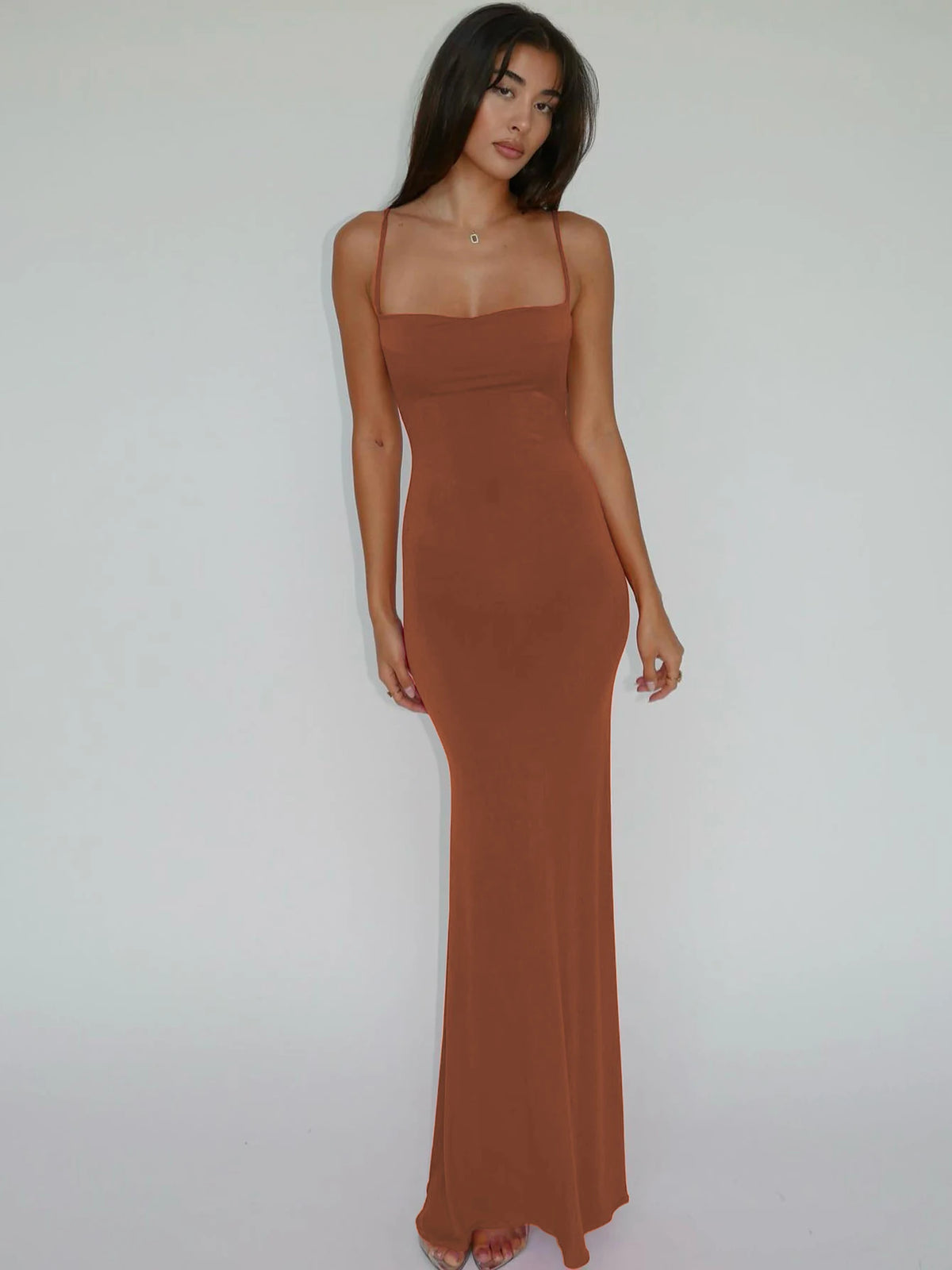 Pure Color Sleeveless Backless Elegant Sexy Bodycon Y2K Maxi Prom Dress 2025 Summer Women Clothes Birthday Party Casual