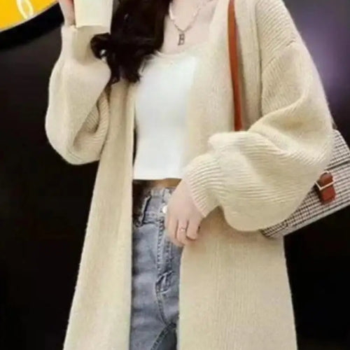 Load image into Gallery viewer, Autumn Winter Korean Fashion 2024 New Solid Elegant Long Sleeves Crochet Sweater Women V Neck Cardigan Knitting Tops Simplicity
