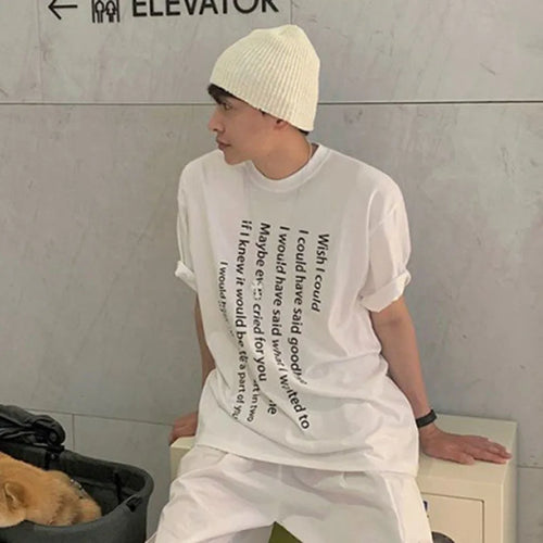 Load image into Gallery viewer, Men's T-shirts Short Sleeve Letter Printed Design New Summer Loose Round Neck T-shirt  Korean Niche Pullover Trendy 9W1614
