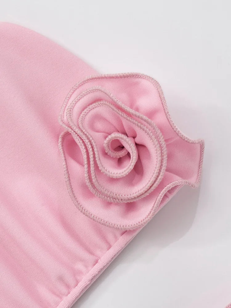 Rose Strapless Sexy Maxi Dress Women Pink Gown Off-shoulder V Neck Backless Sleeveless Bodycon Beach Club Long Dress