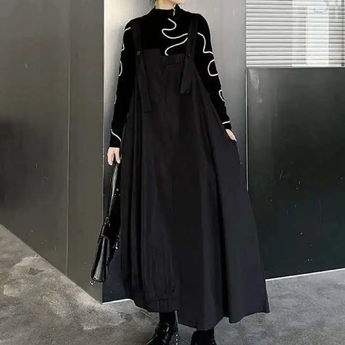 Load image into Gallery viewer, Women Coffee Irregular Spliced Big Size Strap Dress New Square Collar Sleeveless Fashion Tide Spring Autumn 2025 1DJ0050
