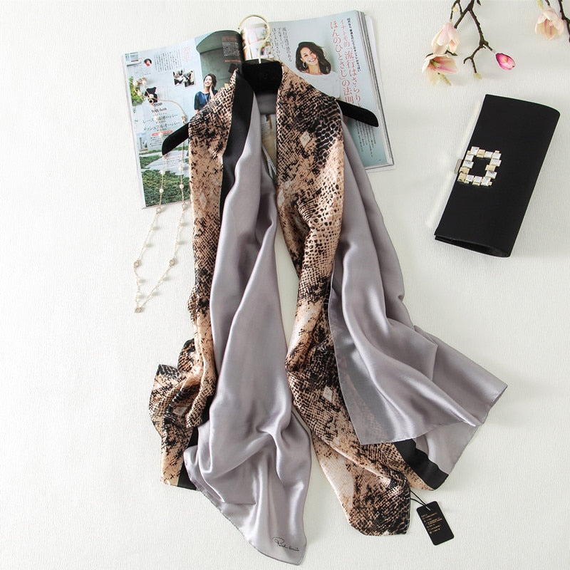 Fashion Women 100% Pure Silk Scarf Female Luxury Brand Print Paisley Foulard Shawls and Scarves Beach Cover-Ups SFN163