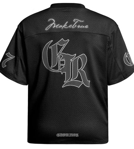 Men Mesh T-Shirt Vintage Graphic Print Jersey Quick Drying Breathable Tshirt Streetwear Hip Hop Summer V-Neck Loose Sports Tops