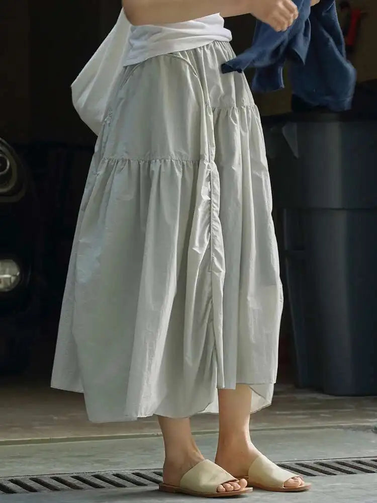 High Elastic Waist pink Color Irregular Pleated A-line Half-body Skirt Women Fashion Tide New Spring Autumn 2025 1DH5187