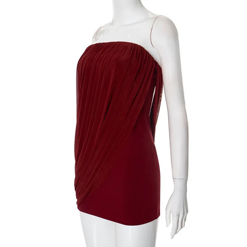 Load image into Gallery viewer, Strapless Off-shoulder Sleeveless Sexy Mesh Slim Mini Dress For Women Patchwork Backless High Waist Club Party Dress
