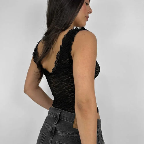 Load image into Gallery viewer, Sexy Sleeveless Lace Print Tie Up Women Top Slim Backless Tight Female Tank Top Fashionable Street Clothing Summer 2024
