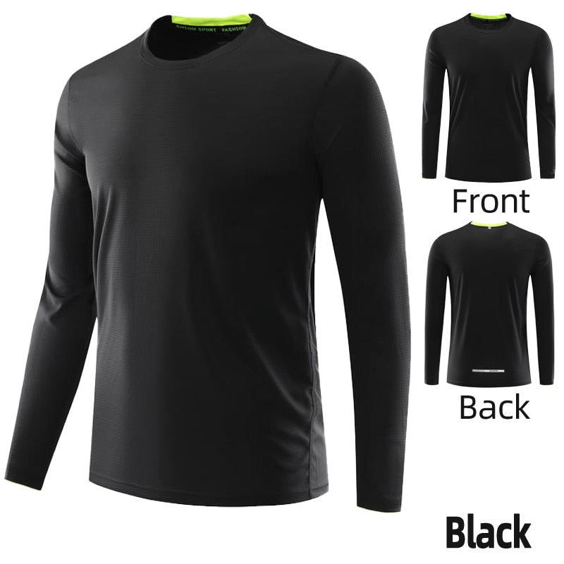 Plus Size Tops Men Sport T-shirt Long Sleeve Running Tees Dry Fit Breathable Training Clothes Gym Sportswear Fitness Sweatshirts