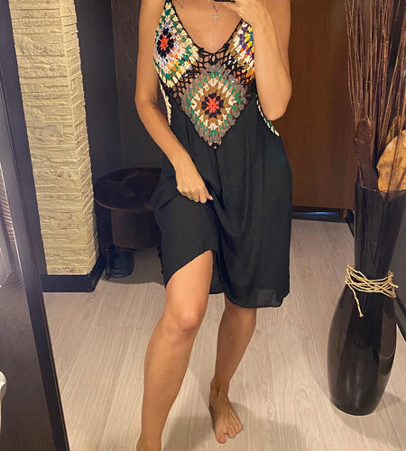 Sexy Splicing Hollow Out Crochet Knitted Tunic Beach Cover Up Cover-ups Beach Dress Beach Wear Beachwear Female V3922