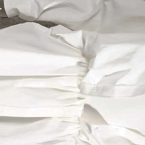 Load image into Gallery viewer, Women White Irregular Knot Split Big Size  Dress New Lapel Long Sleeve Loose Fit Fashion Spring Summer 2025 1X3420
