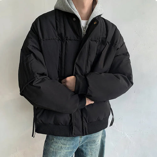 Load image into Gallery viewer, American Round Collar Cotton Jackets Men Thickened Fashion Casual Solid Color Niche Design Button Pocket 2024 Winter 9C8960
