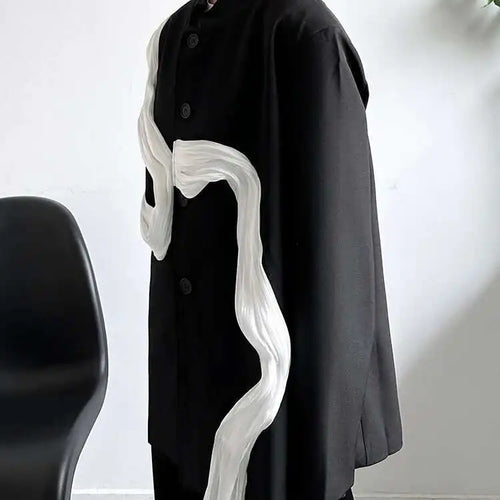 Load image into Gallery viewer, Women Ribbons Color-block Big Size Blazer New Stand Collar Long Sleeve Jacket Fashion Tide Spring Autumn 2025 1DH8156
