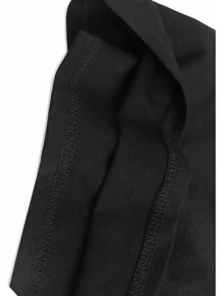 Women Black Color-block Shaped Big Size T-shirt New Round Neck Short Sleeve Fashion Tide Spring Summer 2025 1DH5563