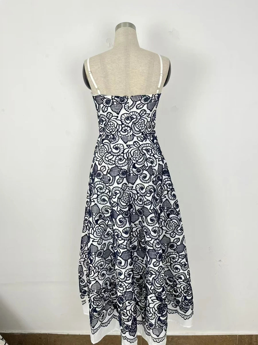 Hit Color Slimming Long Dresses For Women Square Neck Sleeveless High Waist Temperament Long Dress Female Fashion