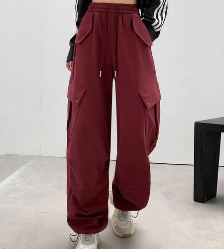 Harajuku Oversized Solid Work Long Pants Women Streetwear Vintage Y2k Hip Hop Wide Leg Joggers Trousers Baggy Sweatpants Popular