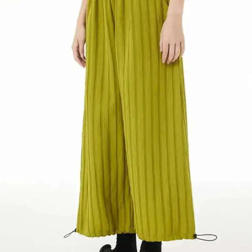 Load image into Gallery viewer, High Elastic Waist Green Pleated Striped Drawstring Pants New Loose Fit Trousers Women Fashion Spring Autumn 2025 1DF5825
