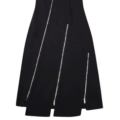 Load image into Gallery viewer, High Waist Black Zipper Irregular Design Long Casual Half-body Skirt Women Fashion Tide New Spring Autumn 2025 1DF0628
