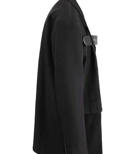 Women Black Leather Buckle Big Size Elegant Blazer New Lapel Long Sleeve Jacket Fashion Tide Spring Autumn 2025 CPG1275