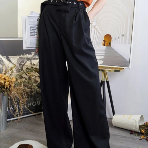 Load image into Gallery viewer, Casual Wide Leg Pants For Women High Waist Solid Minimalist Streetwear Trousers Female Fashion Clothing Style
