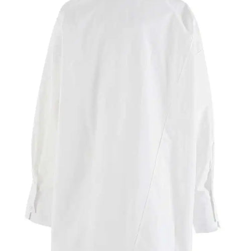 Load image into Gallery viewer, Women White Irregular Spliced Big Size Casual Blouse New Lapel Long Sleeve Shirt Fashion Tide Spring Autumn 2025 CPG2045
