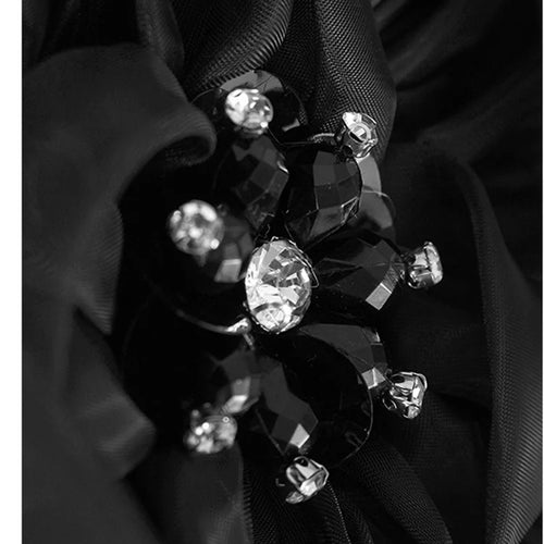 Load image into Gallery viewer, Women Black Three-dimensional Flower Big Size Midi Dress New Round Neck Short Sleeve Fashion Spring Summer 2025 1DJ1191
