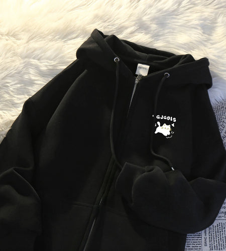 Hooded Sweatshirts for Women 2024 Ropa Mujer Thicked Oversized Jackets Y2k Tops Casual Fashion Anime Zipper Hoodies Coats 49C858