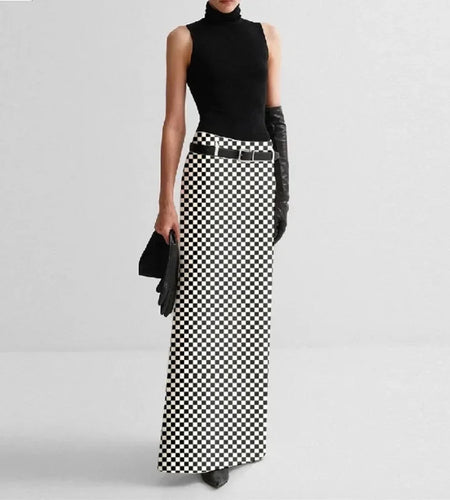 Fall Long Plaid Skirt for Women Winter Christmas Party Banquet Office Printed Vintage Classic Plaid Maxi Skirts Bottoms