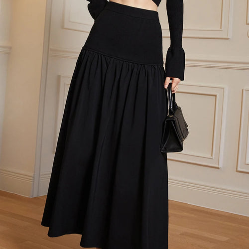 Load image into Gallery viewer, Elegant Solid Minimalist Skirt For Women High Waist A Line Midi Skirts Female Summer Fashion Clothes Style
