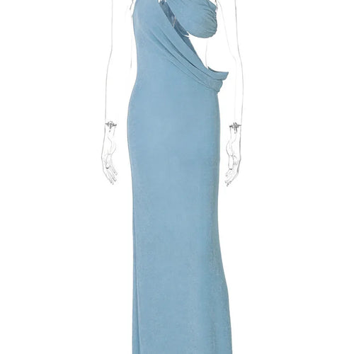 Load image into Gallery viewer, Halter Skew Collar Sexy Maxi Dress For Women Gown Hollow Out Strapless Sleeveless Backless Bodycon Club Long Dress
