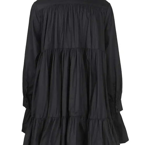 Load image into Gallery viewer, Women Black Pleated Elegant Mini Shirt Dress New Lapel Long Sleeve Loose Fit Fashion Tide Spring Autumn 2025 1DE365901
