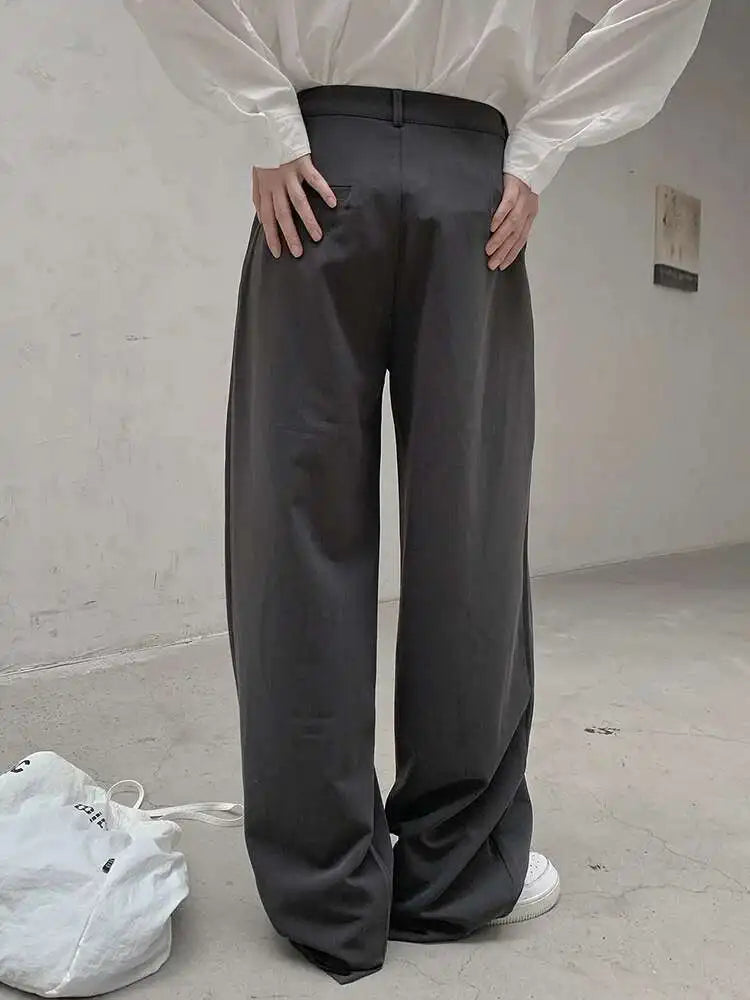 High Waist Gray Brief Pleated Long Wide Leg Elegant Pants New Trousers Women Fashion Tide Spring Autumn 2025 1DH8360