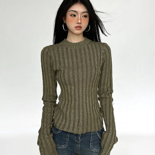 Load image into Gallery viewer, Women Y2k Aesthetic Slim Knitwear Sweet Sweaters 2025 Vintage Solid Streetwear Jumpers Screw Thread Grunge Harajuku Pullovers
