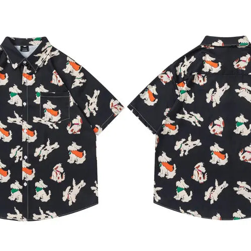 Load image into Gallery viewer, Hawaiian Shirts Cartoon Dog Graphic Printed Beach Blouse Harajuku Baggy Button Up Short Sleeve Shirt Hip Hop Casual Summer Tops
