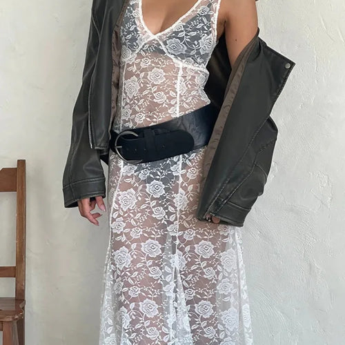 Load image into Gallery viewer, Sexy Lace Patchwork Printed Sleeveless Dress Women Perspective Slim Fit Backless Female Party Club Nightclub Vestidos
