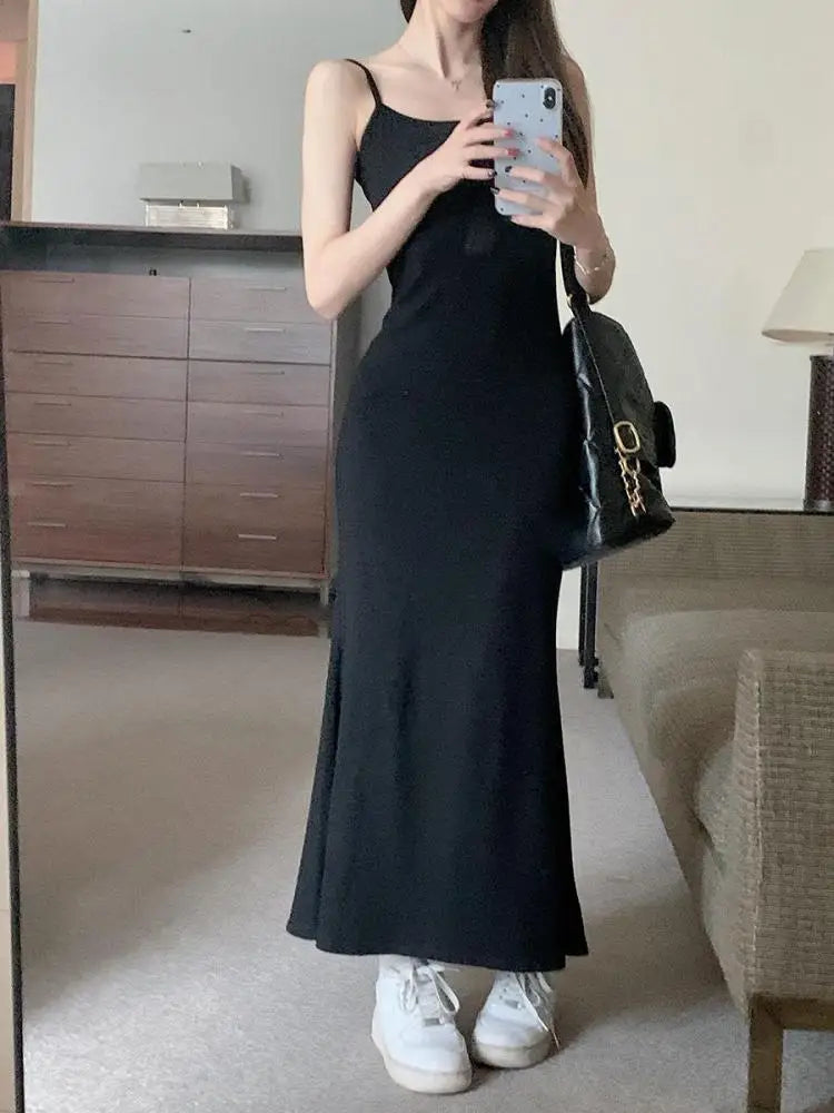 Slip Sleeveless Backless Maxi Dress Women Y2k Summer Bodycon Streetwear Elegant Sexy Outfits Ladies Birthday Party Club Sundress