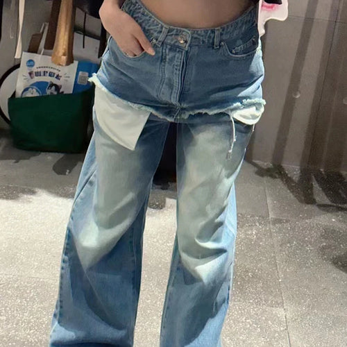 Load image into Gallery viewer, Minimalist Jeans For Women High Waist Patchwork Zipper Casual Loose Autumn Wide Leg Pants Female Fashion Clothing
