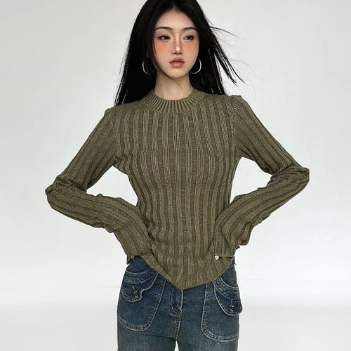 Load image into Gallery viewer, Women Y2k Aesthetic Slim Knitwear Sweet Sweaters 2025 Vintage Solid Streetwear Jumpers Screw Thread Grunge Harajuku Pullovers
