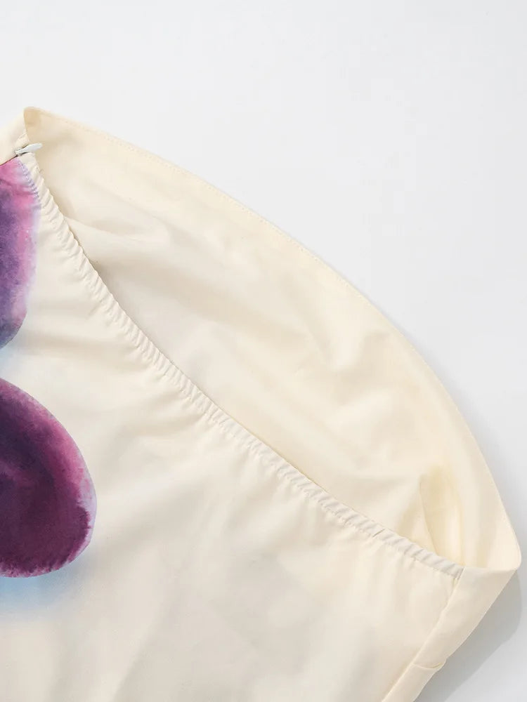 Floral Print Strapless Sexy Maxi Dress For Women Gown Off-shoulder Backless Sleeveless Elegant Long Dress Fashion