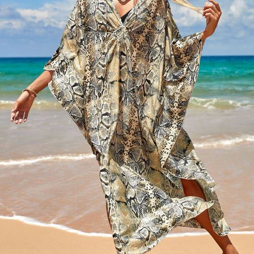 Load image into Gallery viewer, Sexy Zebra Printed V Neck Tunic Beach Cover Up Cover-ups Beach Dress Beach Wear Beachwear Beach Long Dress Female Women V4159
