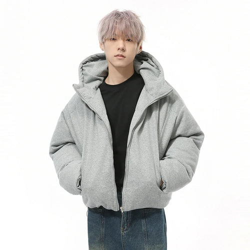 Load image into Gallery viewer, Men&#39;s Padded Jackets Hooded Korean Style Zipper Thickened Coats Solid Color Casual Simpl Short Male Cotton Tops 2024 9C9332
