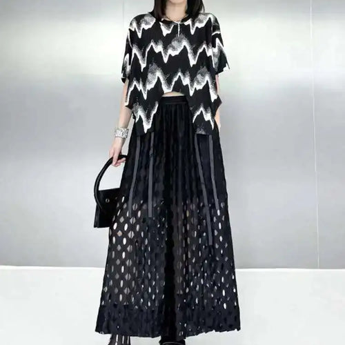 Load image into Gallery viewer, High Elastic Waist Black Hollow Out Casual Long Wide Leg Pants New Trousers Women Fashion Tide Spring Autumn 2025 1DH6468
