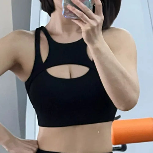 Load image into Gallery viewer, Pad Hollow Out Gym Sexiest For Women Impact Yoga Bra Sport Top Women Tight Elastic Breathable Fitness Crop Top Gym Active Wear
