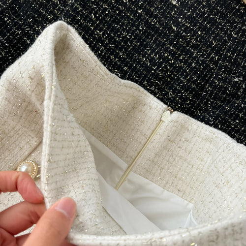 Load image into Gallery viewer, Autumn Winter Black Pearl Woolen Pencil Skirts Women White Office Elegant Midi Thick Warm Skirt New Wrap Hip Split Skirt Ladies
