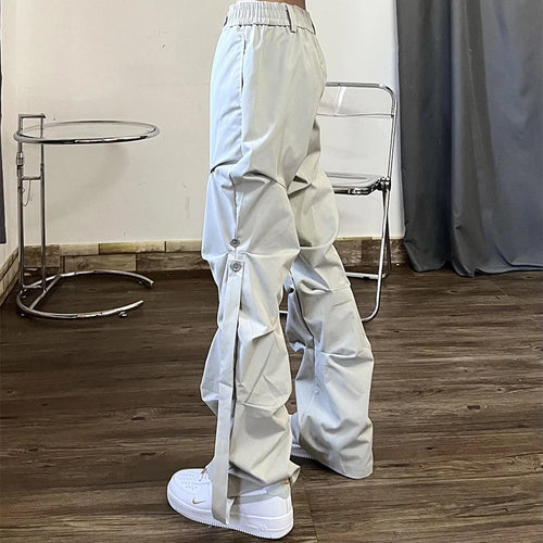 Load image into Gallery viewer, High Street Pleated Overalls Men&#39;s Pants Fashion Loose Straight Button Casual Male Trousers Solid Color Darkwear 9A6007
