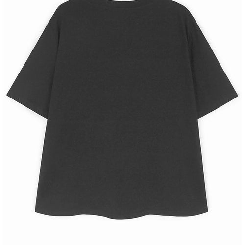 Load image into Gallery viewer, Women Black Dot Printed Spliced Big Size Casual T-shirt New Round Neck Short Sleeve Fashion Spring Summer 2025 1DH9969
