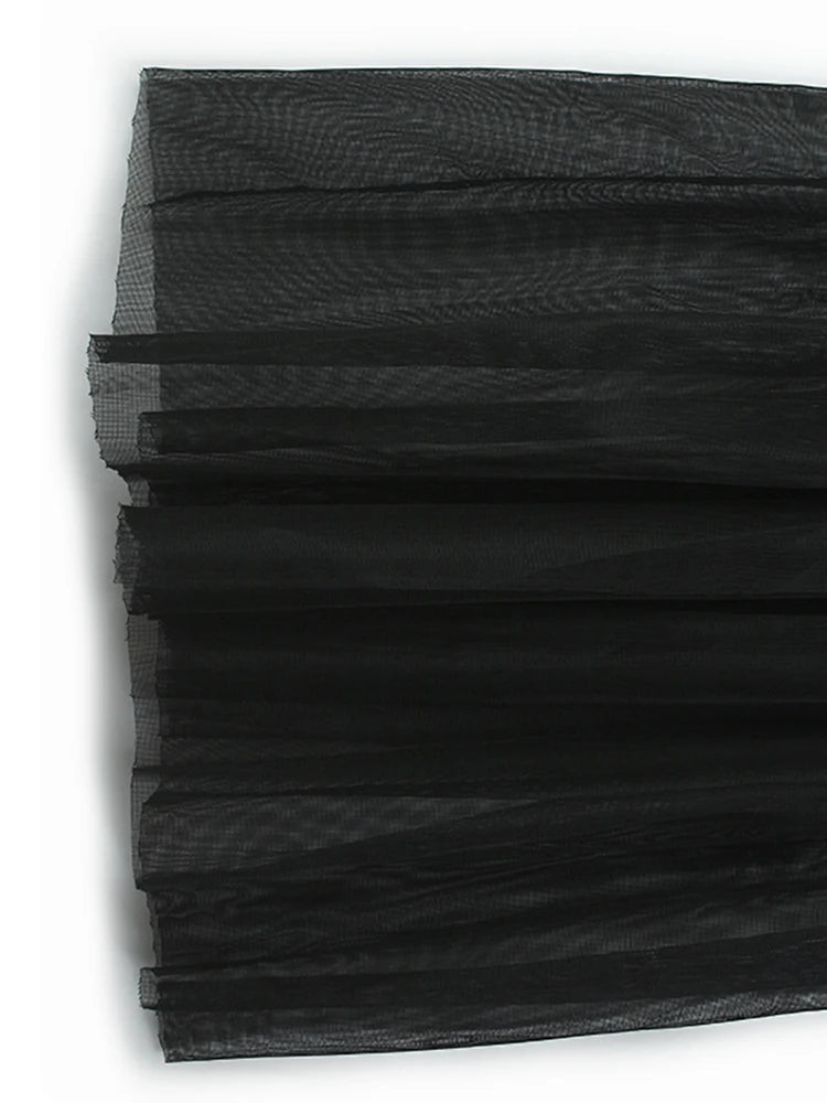 Women Black Denim Burr Mesh Spliced Big Size Vest Dress New Lapel Sleeveless Fashion Tide Spring Autumn 2025   1DJ1352