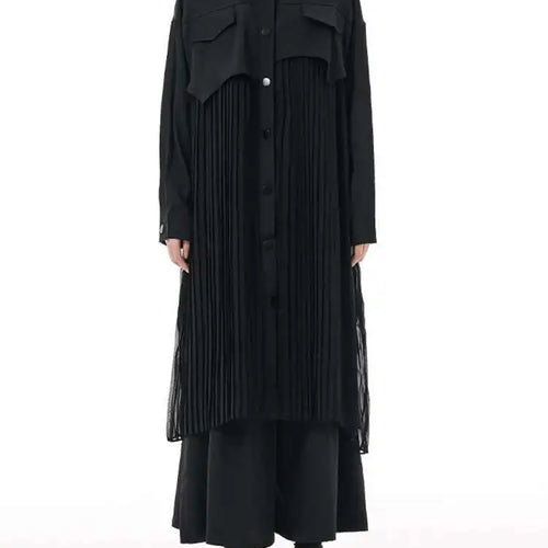 Load image into Gallery viewer, Women Army Green Pleated Spliced Big Size Midi Shirt Dress New Lapel Long Sleeve Fashion Tide Spring Autumn 2025 1DH6927
