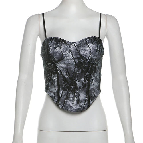 Load image into Gallery viewer, y2k Corset Top Women Summer Lace Patchwork Spaghetti Strap Sleeveless Camisole Vest 2000s Aesthetic Clothing Streetwear
